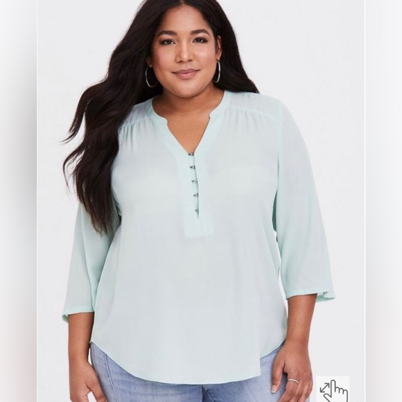 Harper Georgette, 3/4 Sleeve Blouse, Blue and Pink Leopard Print - Picture 13 of 13